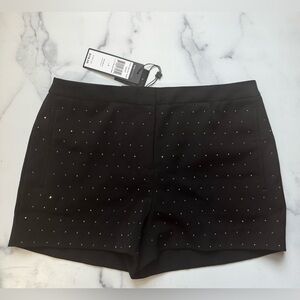 BCBGMAXAZRIA Black Rhinestone Winter Studded Shorts Size 2 NWT